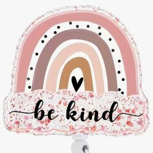 Badge Reel Be Kind Boho Rainbow Name Tag Holder